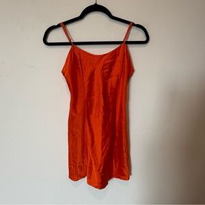 Victorias Secret Orange 100% Silk Slip Nightie Dress Womens Size Medium Lingerie